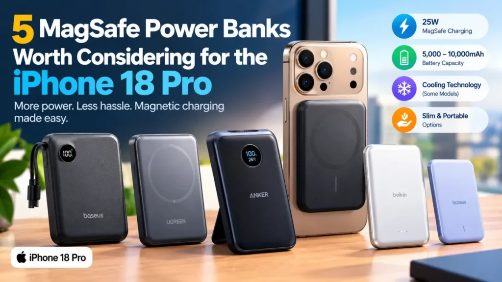 Five magnetic power banks offering fast charging, high capacity and portable designs.