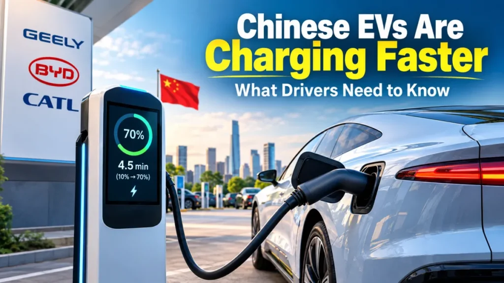 Chinese electric vehicle charging at an ultra-fast EV charging station