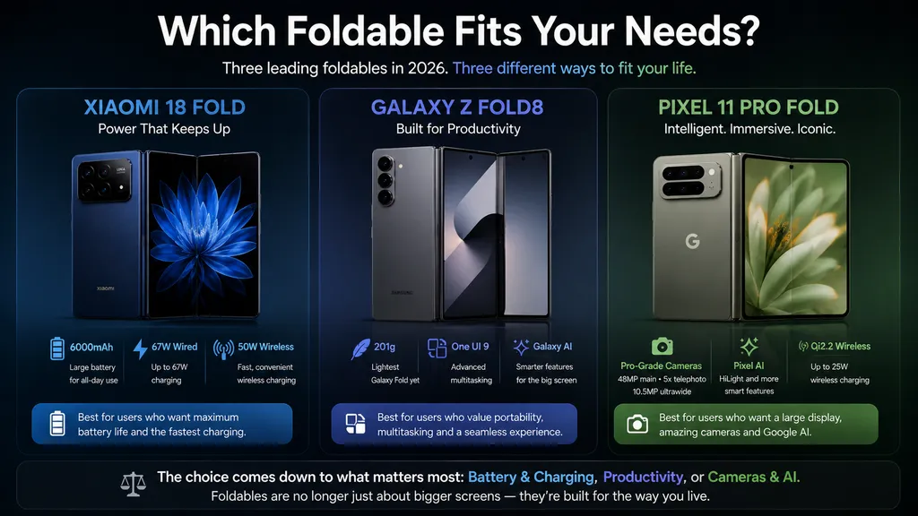 Xiaomi, Samsung and Google foldable phones compared by features